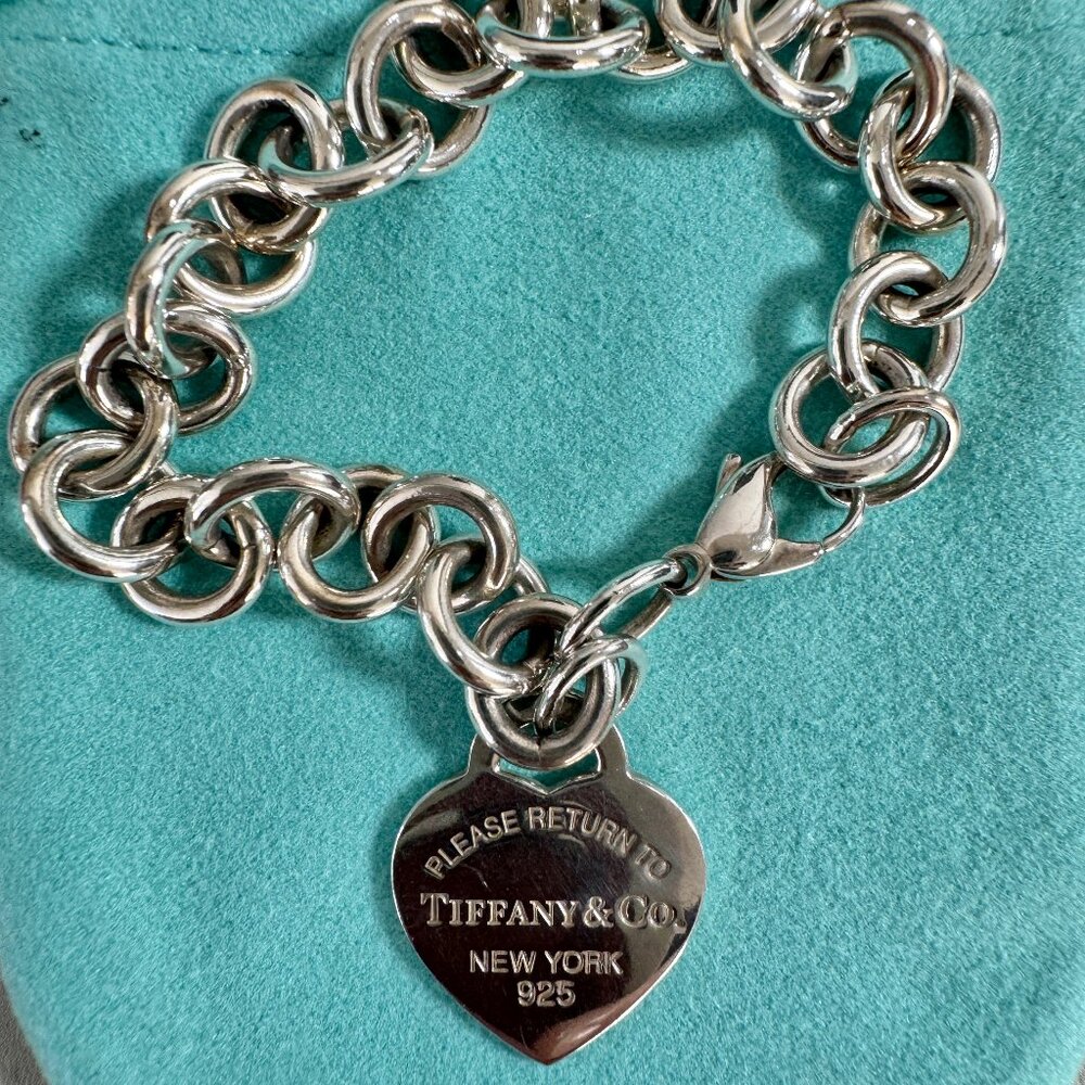 Tiffany's Heart Tag Charm Bracelet in Silver